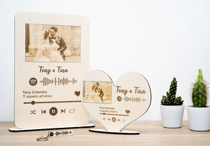 Targa o Cuore personalizzato con foto e codice Spotify